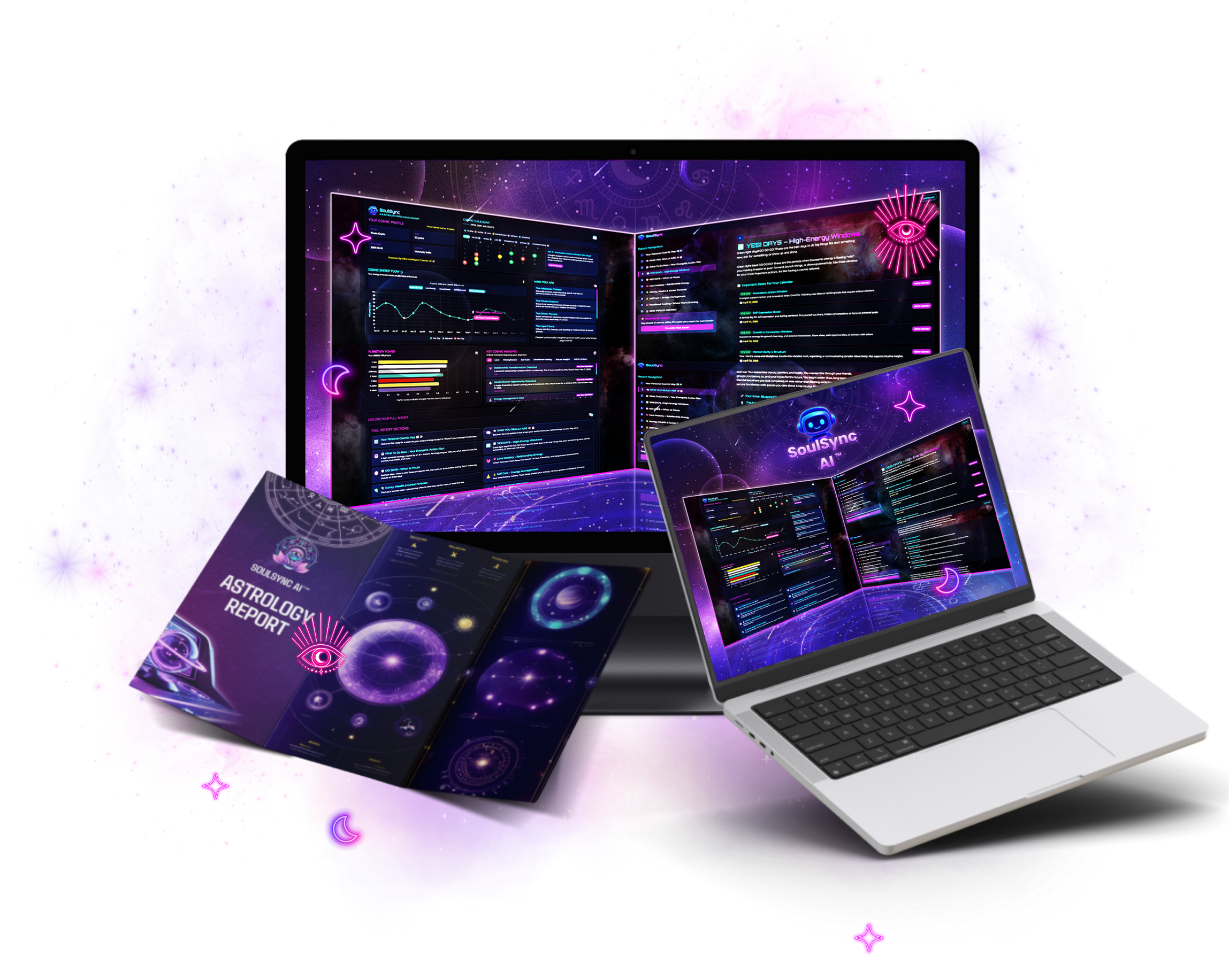 SoulSync AI Dashboard Preview - Astrology Reports and Energy Tracking